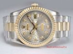 Beautiful Fake Rolex Datejust Watch - 2-Tone President Gold Band Computer Face